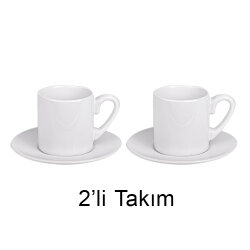 Süblimasyon Beyaz Porselen Türk Kahvesi Fincanı - 2'li Set - NobbyStar