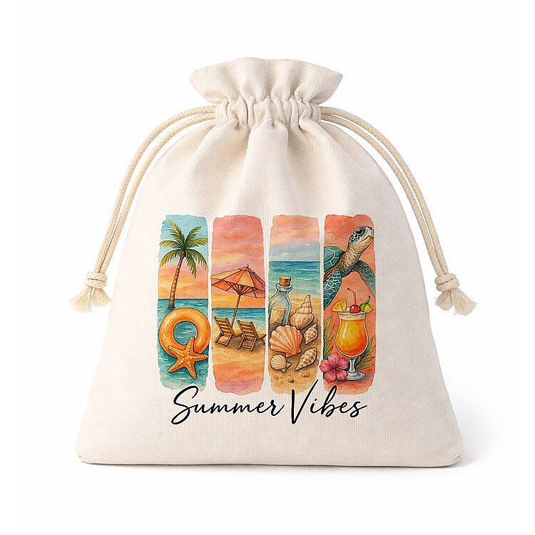 Süblimasyon Büyük Hediyelik Büzgülü Kumaş Kese - 5'li Paket - 3