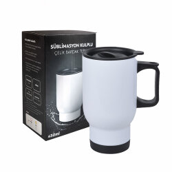 Süblimasyon Çelik Kulplu Bardak Termos - 450mlt - 12