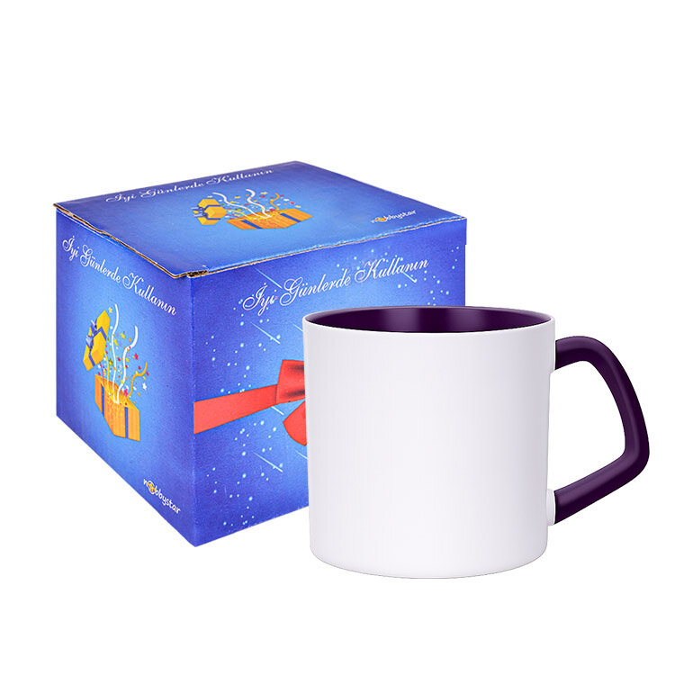 Süblimasyon Afili Dark Mor Porselen Kupa Bardak - Kutulu - 1