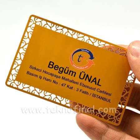 Sublimasyon Desenli Gold - Altın Metal Kartvizit - 3