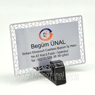 Sublimasyon Desenli Silver - Gümüş Metal Kartvizit - 1