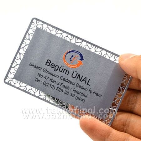 Sublimasyon Desenli Silver - Gümüş Metal Kartvizit - 3