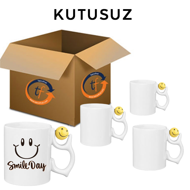 Süblimasyon Emoji Porselen Beyaz Kupa Bardak - 6