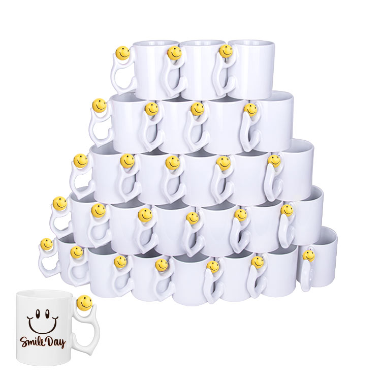 Süblimasyon Emoji Porselen Beyaz Kupa Bardak - 1