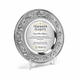 Süblimasyon Gümüş Metal Plaket Tabak Çiçek Desenli Supla - 25cm - 3