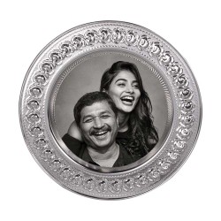 Süblimasyon Gümüş Metal Plaket Tabak Gül Desenli Supla - 25cm - 3