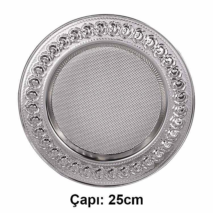 Süblimasyon Gümüş Metal Plaket Tabak Gül Desenli Supla - 25cm - 1