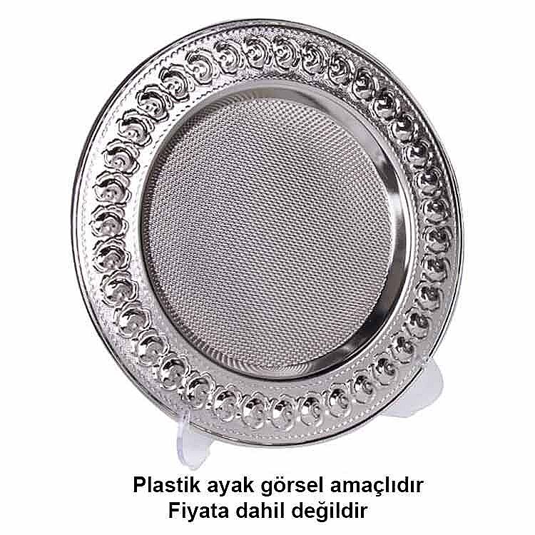 Süblimasyon Gümüş Metal Plaket Tabak Gül Desenli Supla - 25cm - 2