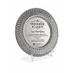 Süblimasyon Gümüş Metal Plaket Tabak Kalp Desenli Supla - 25cm - 3