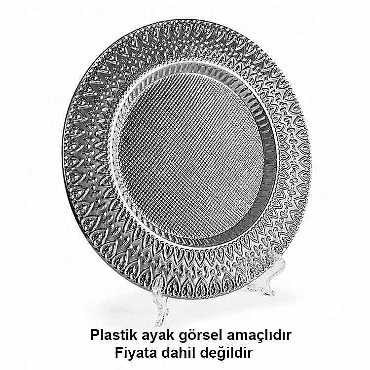 Süblimasyon Gümüş Metal Plaket Tabak Kalp Desenli Supla - 25cm - 2