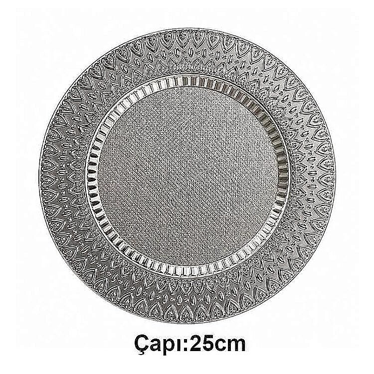 Süblimasyon Gümüş Metal Plaket Tabak Kalp Desenli Supla - 25cm - 1