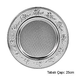 Süblimasyon Gümüş Metal Supla Tabak Çiçek Desenli - 25cm - NobbyStar