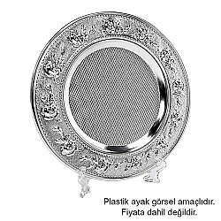 Süblimasyon Gümüş Metal Supla Tabak Çiçek Desenli - 25cm - NobbyStar (1)
