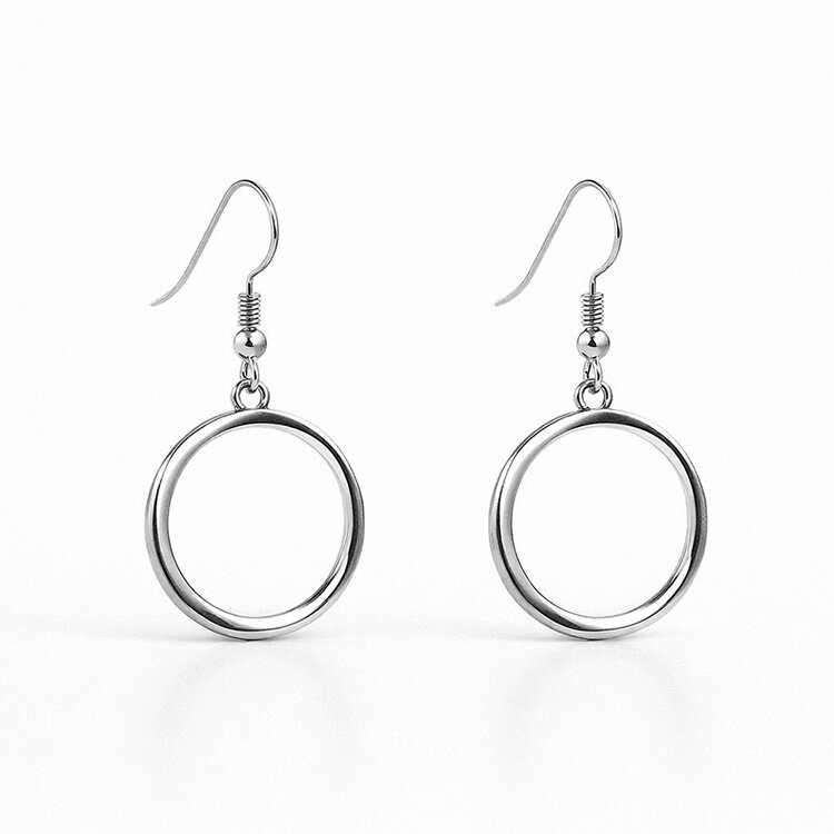 Süblimasyon Gümüş Sallantılı Yuvarlak Küpe - 1