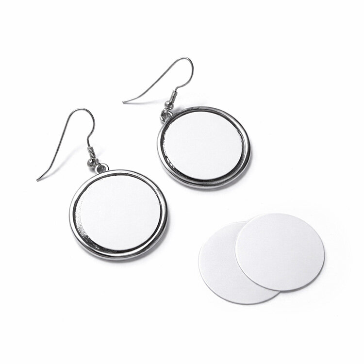 Süblimasyon Gümüş Sallantılı Yuvarlak Küpe - 4