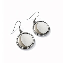 Süblimasyon Gümüş Sallantılı Yuvarlak Küpe - 3