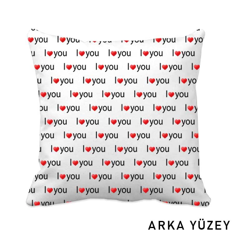 Süblimasyon I Love You Kalp Desenli Yastık Kılıfı - 5