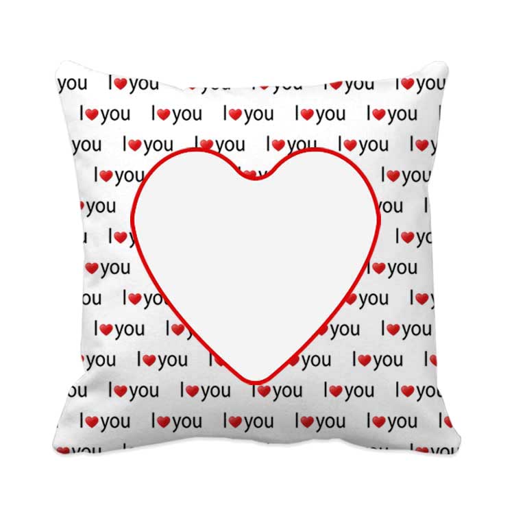 Süblimasyon I Love You Kalp Desenli Yastık Kılıfı - 4