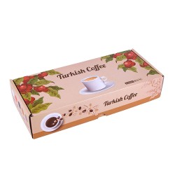 Süblimasyon İthal Türk Kahvesi Fincan Takımı - 6'lı Beyaz - Thumbnail
