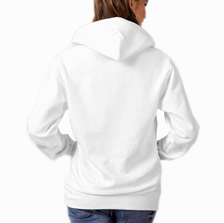Süblimasyon Kapşonlu Cepsiz Beyaz Sweatshirt