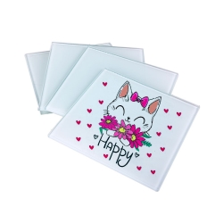 Süblimasyon Kare Kristal Cam Bardak Altlığı - 4'lü Paket - 4