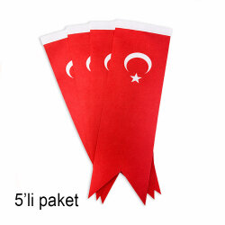 Süblimasyon Kırlangıç Beyaz & Türk Saten Masa Bayrağı - 5'li Paket - 4