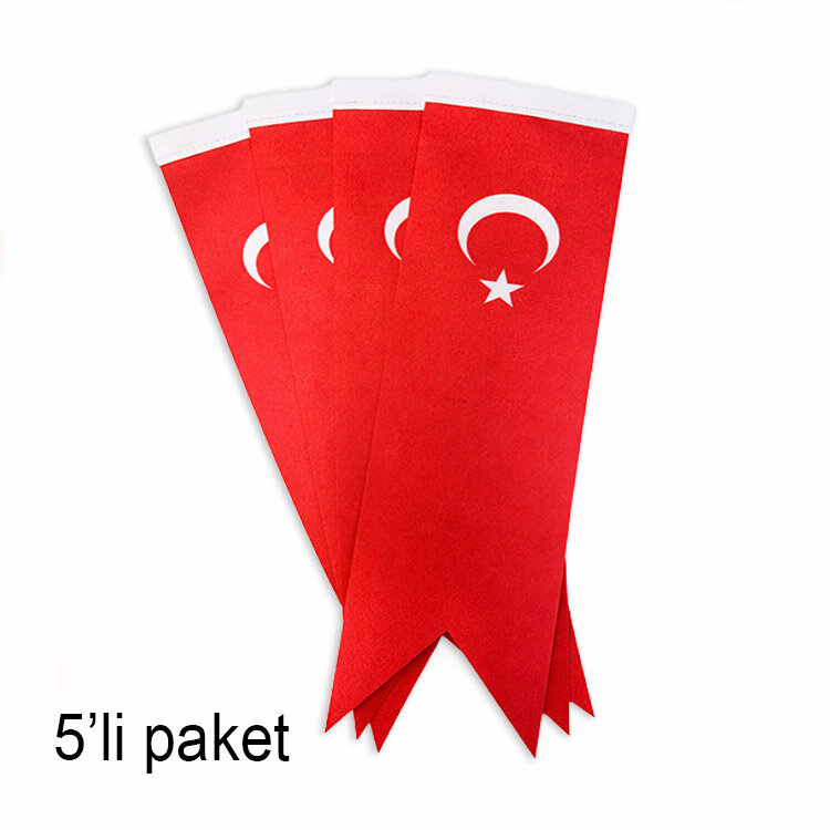Süblimasyon Kırlangıç Beyaz & Türk Saten Masa Bayrağı - 5'li Paket - 4