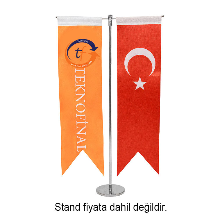 Süblimasyon Kırlangıç Beyaz & Türk Saten Masa Bayrağı - 5'li Paket - 3