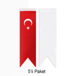 Süblimasyon Kırlangıç Beyaz & Türk Saten Masa Bayrağı - 5'li Paket - NobbyStar
