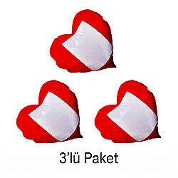 Süblimasyon Kırmızı Kalpli Yastık Kılıfı - 3’lü Paket - NobbyStar