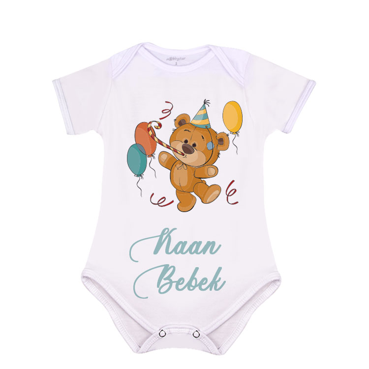 Süblimasyon Kısa Kol Beyaz Bebek Zıbın - 2'li Paket - 3