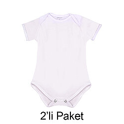 Süblimasyon Kısa Kol Beyaz Bebek Zıbın - 2'li Paket - NobbyStar