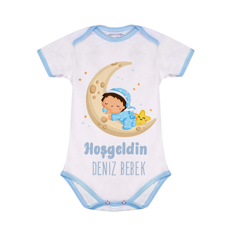 Süblimasyon Kısa Kol Mavi Bebek Zıbın - 2'li Paket - 2