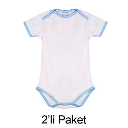 Süblimasyon Kısa Kol Mavi Bebek Zıbın - 2'li Paket - NobbyStar