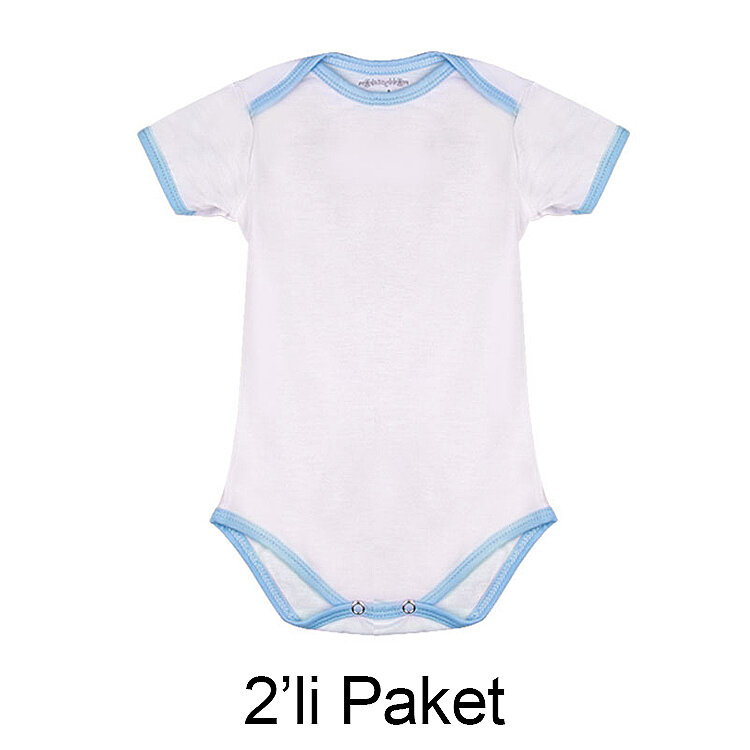 Süblimasyon Kısa Kol Mavi Bebek Zıbın - 2'li Paket - 1