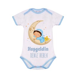 Süblimasyon Kısa Kol Mavi Bebek Zıbın - 2
