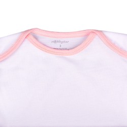 Süblimasyon Kısa Kol Pembe Bebek Zıbın - 2'li Paket - 3