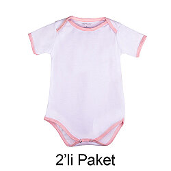Süblimasyon Kısa Kol Pembe Bebek Zıbın - 2'li Paket - NobbyStar