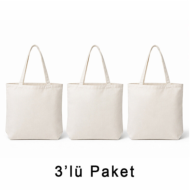 Süblimasyon Körüklü Premium Luna Bez Çanta - 3'lü Paket - 1