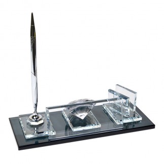 Süblimasyon Kristal Gümüş Masa İsimliği – Kalemli ve Saatli - NobbyStar (1)