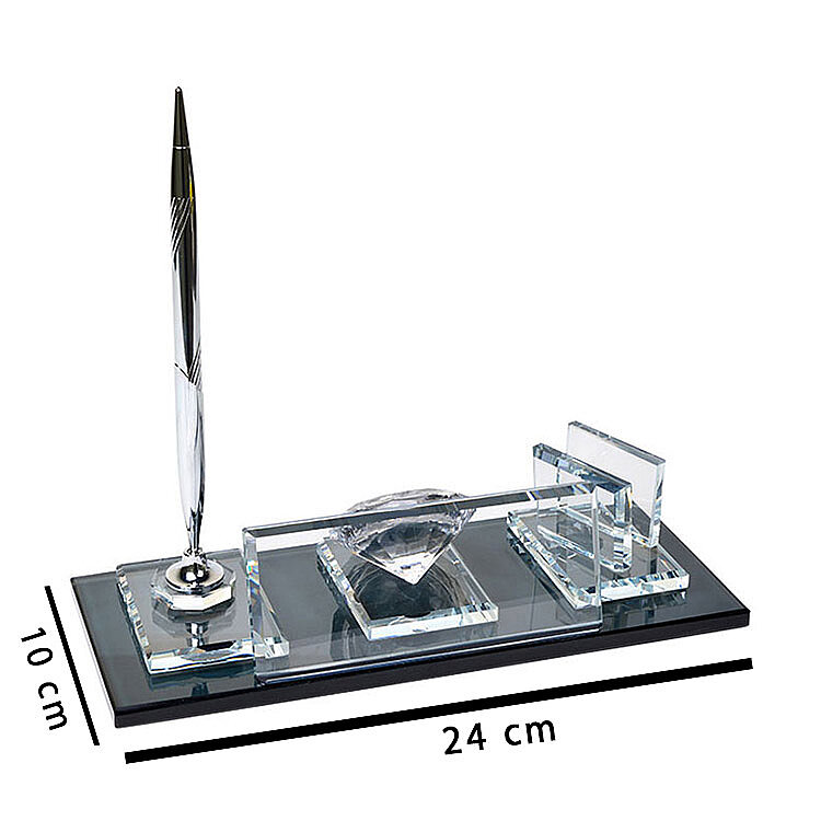 Süblimasyon Kristal Gümüş Masa İsimliği – Kalemli ve Saatli - 4