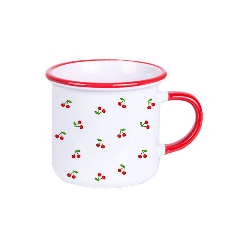 Süblimasyon Kulpu ve Ağız Çevresi Kırmızı Enamel Kupa - Kutulu - 2