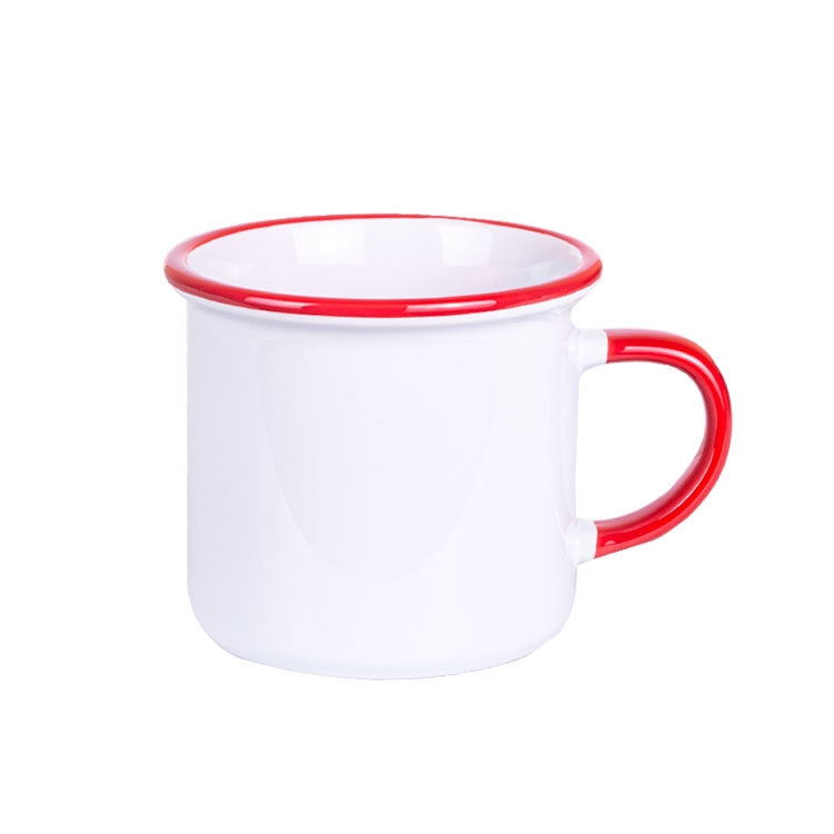 Süblimasyon Kulpu ve Ağız Çevresi Kırmızı Enamel Kupa - Kutulu - 3
