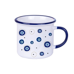 Süblimasyon Kulpu ve Ağız Çevresi Lacivert Enamel Kupa - Kutulu - 2