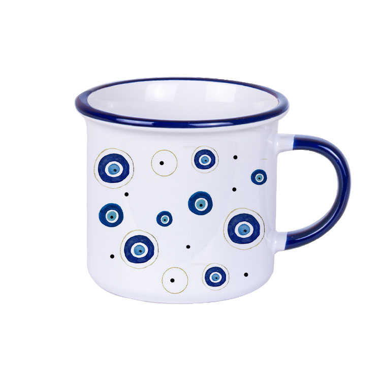 Süblimasyon Kulpu ve Ağız Çevresi Lacivert Enamel Kupa - Kutulu - 2