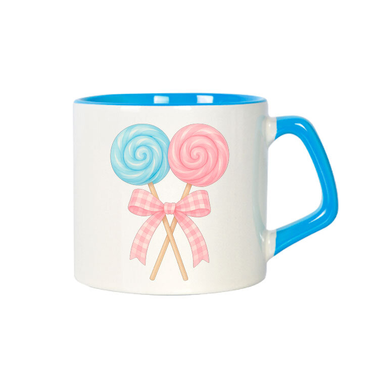 Süblimasyon Afili Mavi Porselen Kupa Bardak - Kutulu - 2