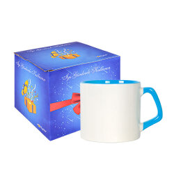 Süblimasyon Afili Mavi Porselen Kupa Bardak - Kutulu - NobbyStar