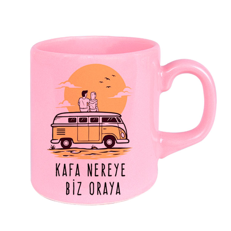 Süblimasyon Pembe Seramik Kupa Bardak - Koli - 2