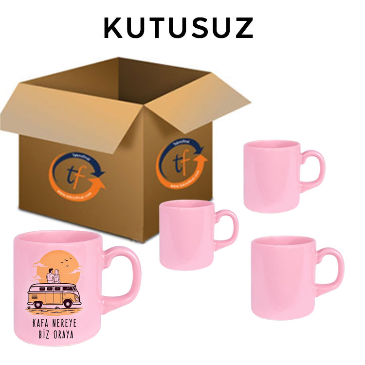 Süblimasyon Pembe Seramik Kupa Bardak - Koli - 1